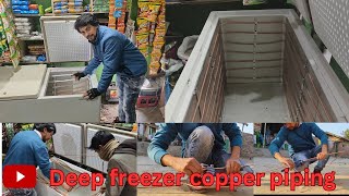 deep freezer open copper piping tata voltas deep freezer pipe conection gas charging pipe winding024 [upl. by Emia]