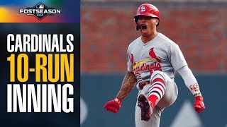 Cardinals score 10 yes TEN runs in first inning of NLDS Game 5 vs Braves  MLB Highlights [upl. by Nomyt584]