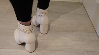 Custom Request Toe Tapping for 8 minutes in cute white ankle boots and leggings [upl. by Margette904]