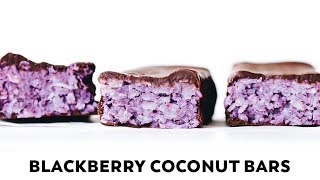 Blackberry Coconut Bars  vegan nobake only 5 ingredients [upl. by Auqinehs961]