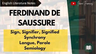 Ferdinand de Saussure  Sign Signifier Signified  Langue and Parole Structuralism IRENE FRANCIS [upl. by Nayrbo]