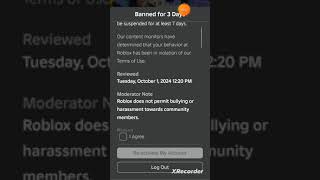 ROBLOX BANNED MY ID WITHOUT ANY REASON roblox gaming games video [upl. by Nadine]