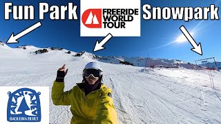 Baqueira Beret Snowpark 🏂 Fun Park amp Freeride World Tour Checking Lines 👀 Snowboard Vlog [upl. by Irrak]