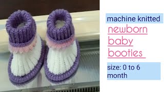 machine knitted newborn baby booties  Machine Knitting Projects knit360 [upl. by Lebazi]