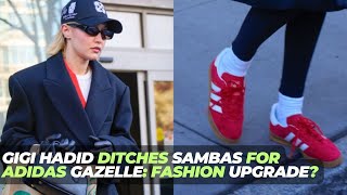 Gigi Hadid Ditches Sambas for Adidas Gazelle Fashion Upgrade [upl. by Alecia485]