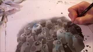 Ink negative Painting demo illustration timelapse progress art by Iraville [upl. by Capp]