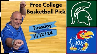 Kansas vs Michigan State  College Basketball Free Pick 111224  Picks And Parlays [upl. by Docile147]