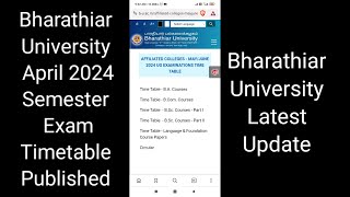 Bharathiar University April 2024 Exam Timetable Published [upl. by Nohtanhoj]