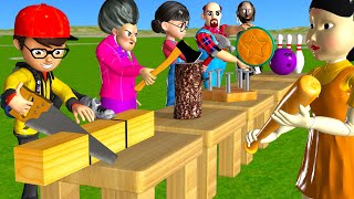 Scary Teacher 3D vs Squid Game Wooden Door Water Sprayer 5 Times Challenge Miss T vs Granny Loser [upl. by Sollars122]