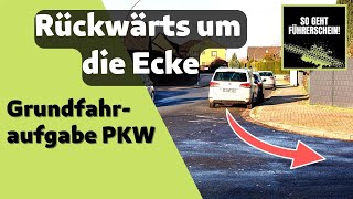 Grundfahraufgabe Klasse B  Kurve rückwärts nach Rechts  Führerschein [upl. by Culley852]