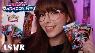 ASMR 🌌 Paradox Rift Pokemon TCG Booster Box Break Whispers Card Tapping amp Pack Crinkles [upl. by Ally]