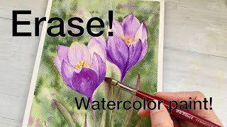 How to erase watercolor paint Crocus flower Watercolor tutorial step by step [upl. by Aileahcim]