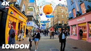 4K🎄London Soho  Christmas Time  Tourist Place  Walk Tour  Central  Luxury  Xmas  🎁 4K HDR [upl. by Htidirrem]