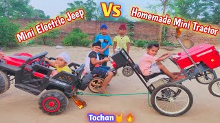 Mini Tractor Vs electric jeep tochan mukabla  DIY tractor [upl. by Lorrad]