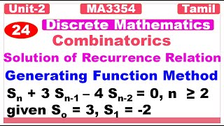 Discrete Mathematics MA3354  CombinatoricsSolving Recurrence RelationGenerating Function Method [upl. by Orsini]