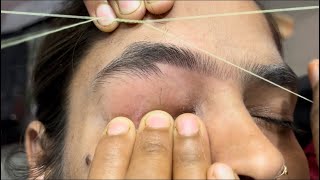 Full growth eyebrow threading  1st time eyebrow threading eyebrowtutorial [upl. by Enorel478]