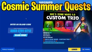 How to Play Bios Zone Wars Trio in Fortnite 405927910712 Cosmic Summer Quests [upl. by Yrogiarc42]