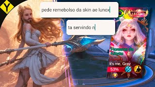 MANDEI A LUNOX PEDIR REEMBOLSO DA SKIN KKKKKKKKKK [upl. by Scherman]