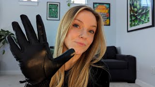 ASMR Glove Sounds 🧤  Vinyl Leather Plastic and Sateen Gloves with Whispers and Light Chitchat [upl. by Sonni]