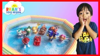 Paw Patrol Toys in Bubbles with Disney Cars Lightning McQueen [upl. by Olegnaed]