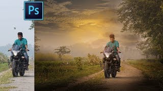 How to Edit My New Bike Photo In Photoshop New Pulser 220F Dramatic Image conver [upl. by Brentt977]