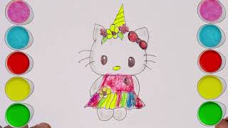 How to Draw Unicorn Hello Kitty 🦄  Easy drawing of Hello kitty  ChildArts90 [upl. by Dorise628]