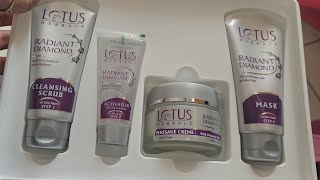 LOTUS Herbal Radiant Diamond Facial Kit  LOTUS Facial Kit Unboxing amp Review  SK Beauty Parlor [upl. by Harvard]