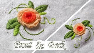 Doublesided Embroidery Tutorial  Embroidery Process  Embroidered Rose [upl. by Tawsha]