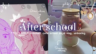 Schoolgirl diary ֙⋆ 🎧🎀  THAT GIRL mindset cute school days vlog unboxing [upl. by Llenreb]