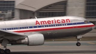 American Airlines Boeing 767200ER Landing LAX RWY 7R [upl. by Conan]