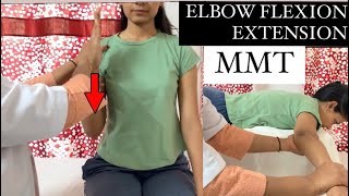 Elbow flexion and extension MMT  Manual Muscle Testing grades  mmt grades [upl. by Freddi]