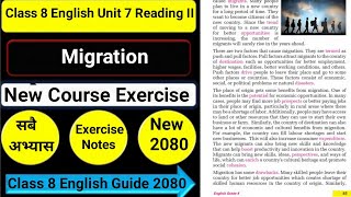 Class 8 English Unit 7 Reading II Migration All Exercise [upl. by Layman]