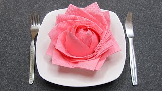 Ave Craft How to Make Origami Napkin Rose flower Quick and easy Napkin Rose flower ideaShorts [upl. by Marten690]