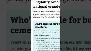 Who is eligible for Burial at VA National CemeteriesV3TTALK [upl. by Elleral330]