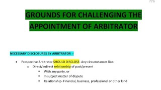 Challenge Appointment of Arbitrators  Arbitration Conciliation amp Alternative Dispute Resolution [upl. by Zeke34]