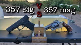 357 sig VS 357 Magnum Federal HST Ballistics Gel Test [upl. by Akiehsat]