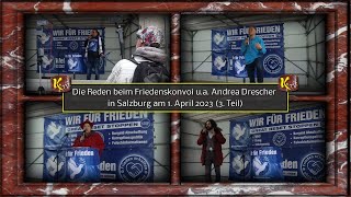 Die Reden beim Friedenskonvoi ua Andrea Drescher in Salzburg am 1 April 2023 3 Teil [upl. by Yelak826]