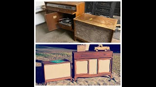 Refinishing a Sears Silvertone Medalists Stereophonics Stereo  Restaining  Vintage Radio [upl. by Pincus930]