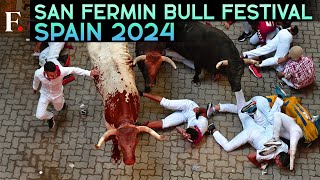 Spains San Fermin Festival Second Running of the Bulls Leaves Six Injured in Pamplona [upl. by Earas]