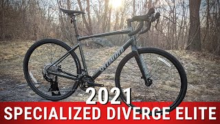 Road bike for DIRT 2021 Specialized Diverge Elite E5 Aluminum All Road Gravel Bike Review amp Weight [upl. by Assili328]