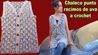 Chaleco largo para dama a crochet punto racimos de uvas tejido a ganchillo parte 1 [upl. by Scevour]