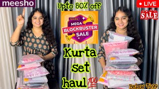 🔴live Sale Huge Kurta Sets Haul✅less priced amp good quality from MEESHODiwali series EP3💯 [upl. by Olpe]