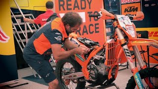 Andreas Letti Preparing KTM EXC300 for Manuel Letti Erzberg Rodeo 2022 [upl. by Tsan761]