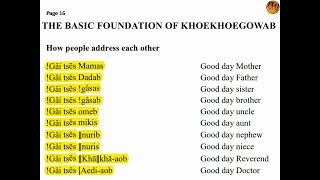 Khoekhoegowab  Segment 3 Essentials Pronunciations Common Courtesies [upl. by Llertniuq]