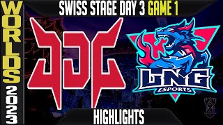 JDG vs LNG Highlights Game 1  Worlds 2023 Swiss Stage Day 3 Round 3  JDG Esports vs LNG Esports G1 [upl. by Linn870]