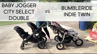 Baby Jogger City Select Double vs Bumbleride Indie Twin double stroller comparison [upl. by Eerpud779]