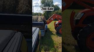 Helping a neighbor out tractor forks farming hay roundbales kioti summer trailer 3 asmr [upl. by Adoh]