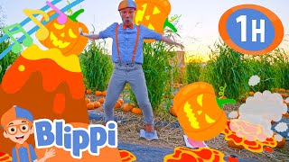 The Floor is Lava Song Halloween Pumpkin Version  1 Hour of Blippi Music [upl. by Yrem]