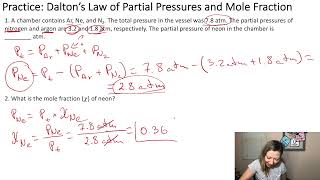 Dalton’s Law of Partial Pressures and the Mole Fraction with Examples [upl. by Nowahs]