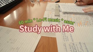 Study With Me 60 Min no break Lofi ASMR  real time｜motivation [upl. by Ahsimet]